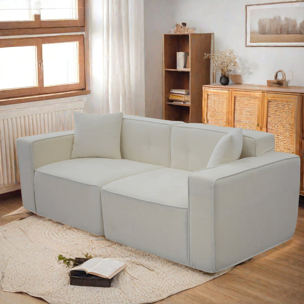 English Elm Full foam compression sofa Plush Teddy Velvet 2-3 Seat Mid-Century Loveseat with 72hr Rebound, Compact Dimensions W1183S00016