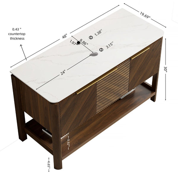 English Elm Nyah Carrara Sintered Stone Vanity Countertop with Undermount Ceramic Basin 48 Inch W2615P346334