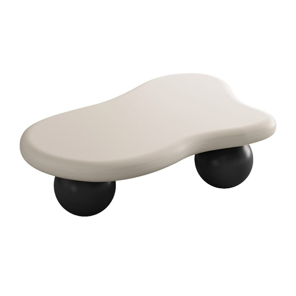 English Elm 40 Inch Cloud Shaped Mdf Coffee Table with Ball Legs Sculptural Modern Living Room W1435S00022