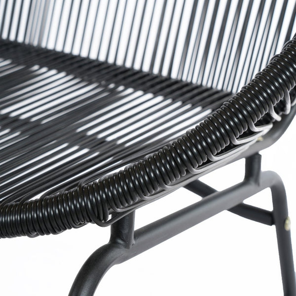 English Elm Condessa Outdoor Pe Rattan Loveseat Iron Frame Weather Resistant Patio Seating Black N775P423051B