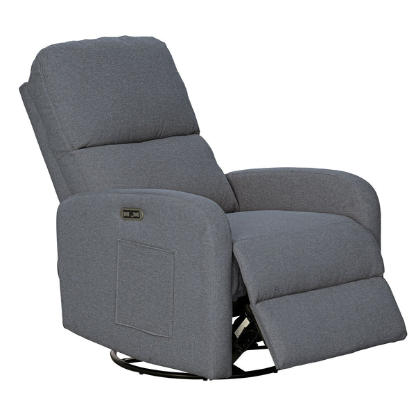 JLA Home INK+IVY - Power Dakota Recliner with Swivel, Glider & USB Charging — Power Recline, Storage Pocket, Plush Comfort Grey II103-0610