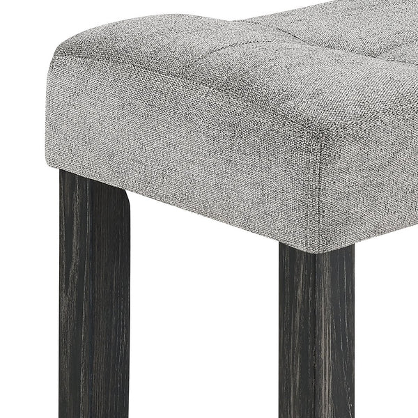 English Elm Dining Round 5-Piece Table Set with Solid Wood Chairs, Linen Upholstery, Industrial Modern Style Black+ Gray W487P333509