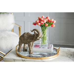 English Elm 15x8x12" Tai Polyresin Elephant Accent Trumpeting – Feng Shui Good Luck Statue, Wisdom & Charm Decor W2078P311859