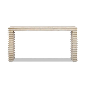 English Elm Veda Reclaimed Pine Whitewashed Geometric Console Table Sculptural Entryway Accent B2719P485495