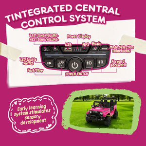 English Elm 24v Dual Motor Two Seat Kids Electric Ride on Car with Remote Control and Bluetooth Audio Pink W1578P305898