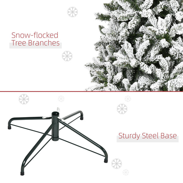 English Elm Homcom 7.5' Snow Flocked Artificial Christmas Tree - Easy Setup, Realistic Branches, Fire-Safe Design W2225P229662