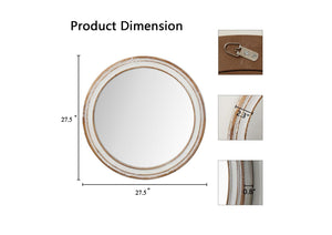 English Elm 27.5 Inches Round Wall Mirror – Distressed Farmhouse Decor For Bathroom, Living Room, And Entryway W2295P339142