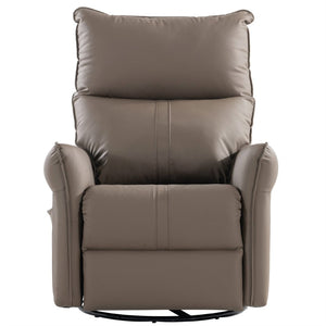 English Elm Pu Leather Swivel Glider Recliner with Footrest for Nursery Bedroom Lounge W1028115302