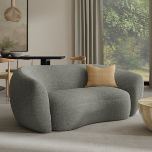 English Elm Sherri 69" Loveseat in Gray Boucle — Mid-Century Curved Design, 6" HD Foam, Durable 600lb Capacity B136P364317