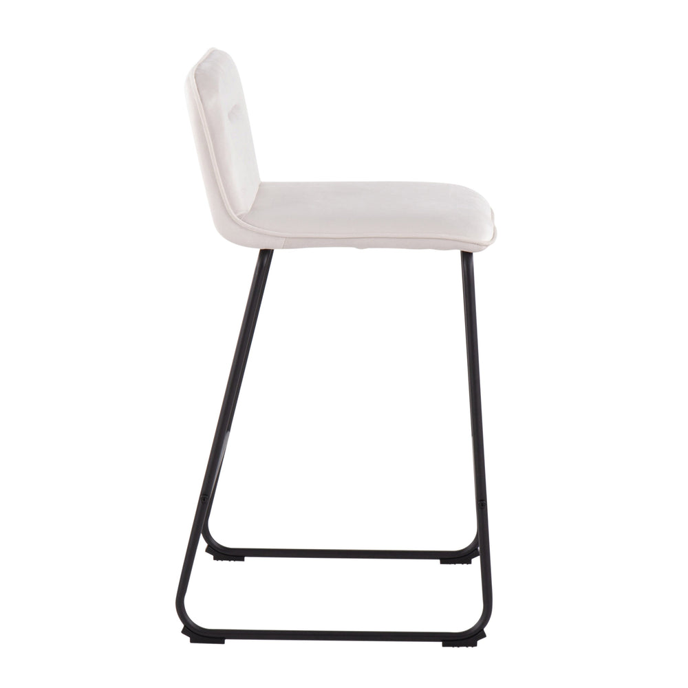 English Elm Casper Contemporary Counter Stool Set of 2 – Cream Velvet Upholstery, Black Metal Sleigh Legs, 25" H confortável B202P221815