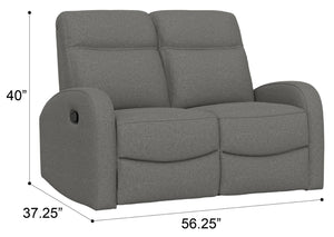 English Elm Beige Manual Reclining Loveseat with Dual Contoured Seats for Compact Living Spaces Gray B361P484465