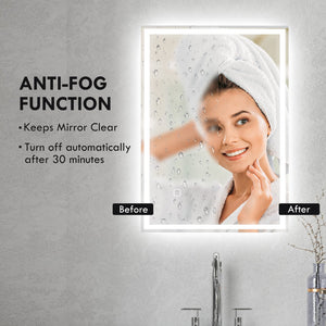 English Elm HOMCOM LED Bathroom Mirror with Touch Dimmer, 3 Color Temps, Anti-Fog Memory, IP44 Silver W2225P173992