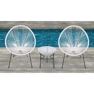 English Elm Outdoor 3-Piece Modular Conversation Set For Two - Stylish Rattan Chairs & Glass Table, Weather-Resistant B120S00217