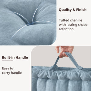 English Elm Poly Chenille Square Floor Pillow Cushion Plush 24x24 Inch Soft Polyester Seat Pad for Cozy Living Spaces Aqua Blue 3.22 L x 23.03 W x 12.8 H B035P280523