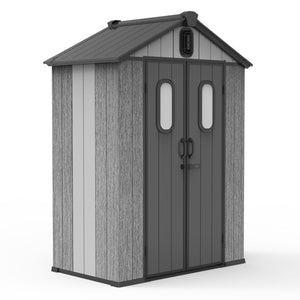 English Elm 5x3ft Outdoor Resin Storage Shed Lockable Doors Vented Gable Roof Backyard Garden W1859P421877