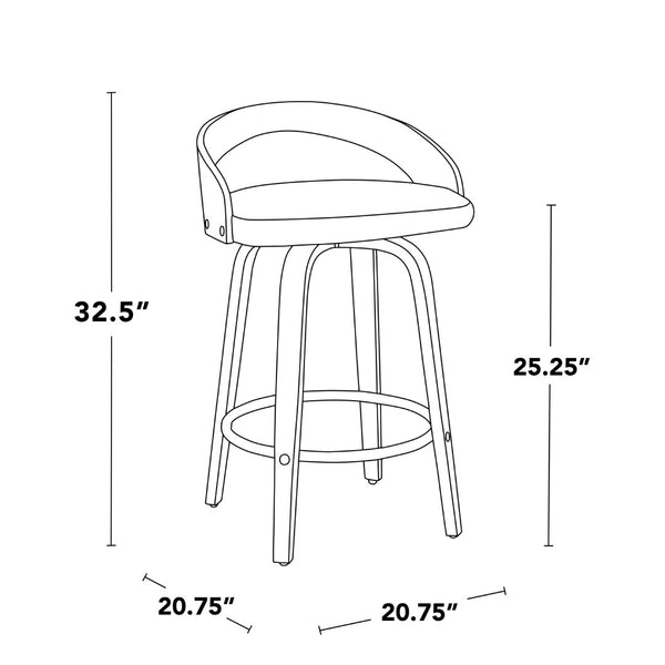 English Elm Fixed-height Swivel Counterstools Mahogany Wood Chrome Footrest Velvet Seat Set of 2 Grey B202S01775