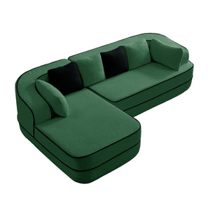 English Elm 106" Plush Teddy Fabric L-Shaped Chaise Sofa - No Assembly, Fluffy Comfort For Modern Living Rooms! W714S01422