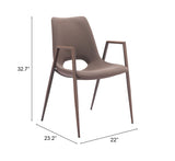 Desi Dining Chair - Set of 2 Brown & Walnut 109730 Zuo Modern