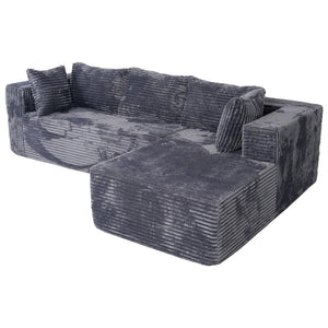 English Elm 100" Corduroy L-shaped Sectional with Deep Foam Seats Modular Living Room Couch T5880S00007