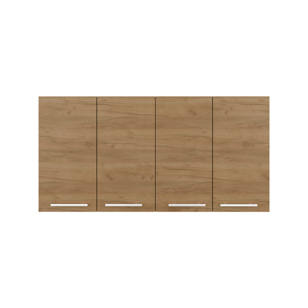 English Elm 120 Wall Cabinet Natural Oak Beige MDF, 47.2x23.6x13.1, Four-Door Wall-Mounted with Lockable Foldable Shelves B070P337067