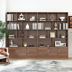 English Elm 70.87" Tall Bookshelf with 10 Cubes and 3 Doors — 4-Tier Modern Cube Organizer for Living Room Office W331P257393