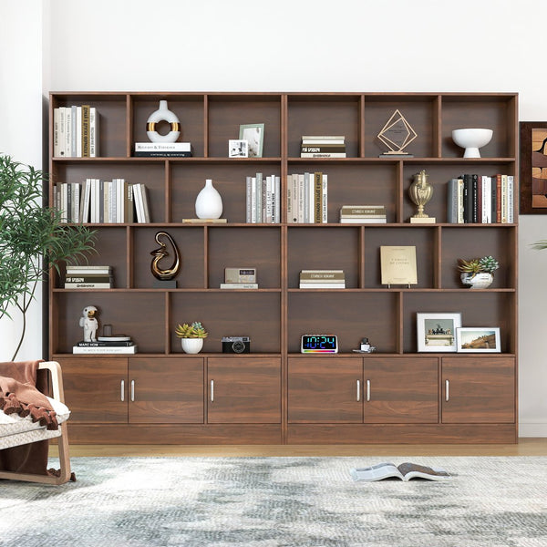 English Elm 70.87" Tall Bookshelf with 10 Cubes and 3 Doors — 4-Tier Modern Cube Organizer for Living Room Office W331P257393