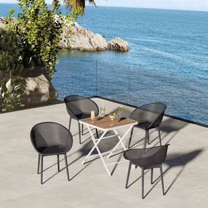 English Elm 2-Pack Modern Lounge Chairs with 55" Long Table — All-Weather PP & Metal, Ergonomic, Easy Assemble khaki,Warm Grey,White W3450S00012