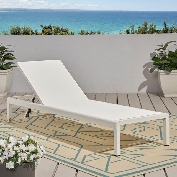 English Elm Christopher Knight Home® - Cape Coral Kd Chaise Lounge - Lightweight Aluminum Frame, Adjustable Mesh Recliner For Outdoor Comfort 57592.00WHI