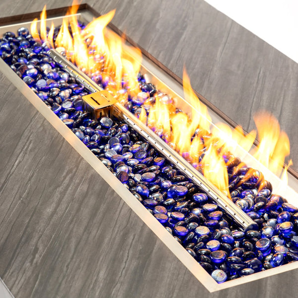 English Elm 54_inch Iron Fire Pit Table Stone Finish with Stainless Burner, Propane Powered, Spacious Patio Centerpiece Black W3131P277181