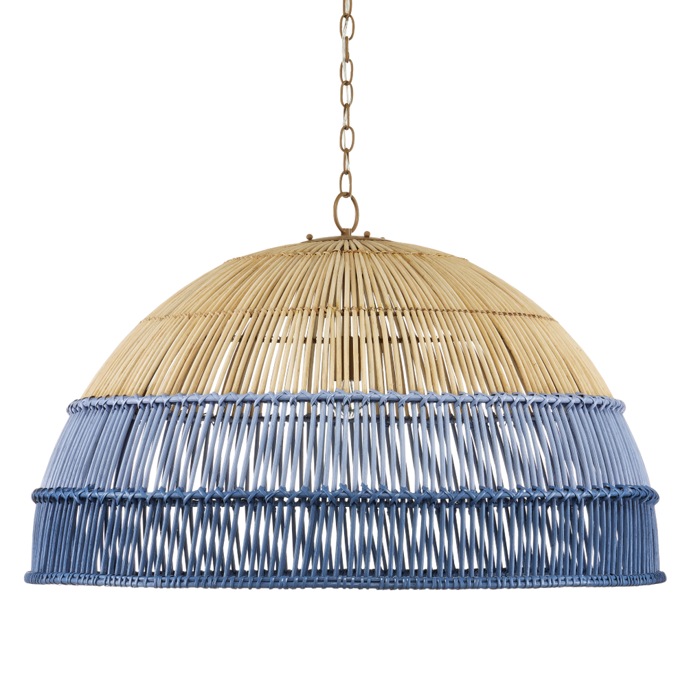 Senjyo Blue Pendant Light – Contemporary Handcrafted Dome Fixture in Khaki and Blue for Indoor Use