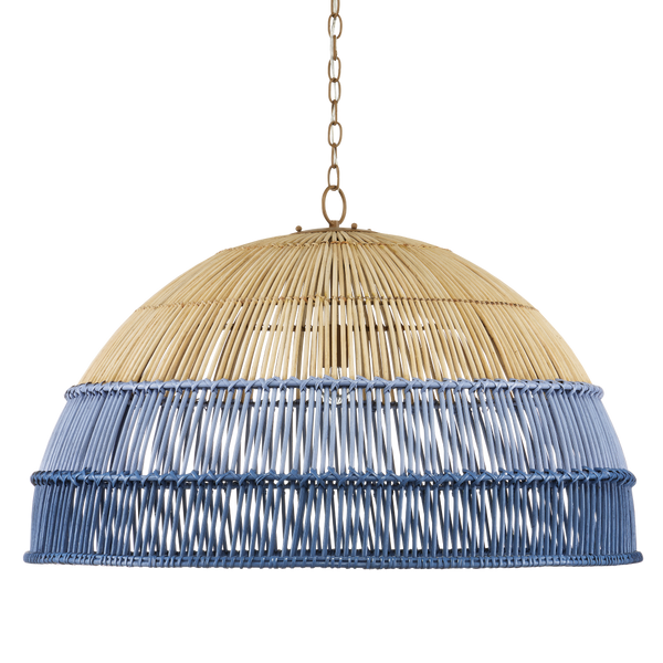 Senjyo Blue Pendant Light – Contemporary Handcrafted Dome Fixture in Khaki and Blue for Indoor Use