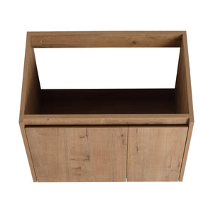 English Elm 24 Inch Bathroom Cabinet Resin Sink Vanity with Soft-Close Doors, Beveled Handle, Water-Resistant Finish Imitative Oak W999P228748
