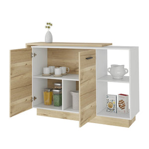 English Elm Worland,kitchen Island with Open Shelving and Wenge Finish for Modern Prep Spaces B128S00205