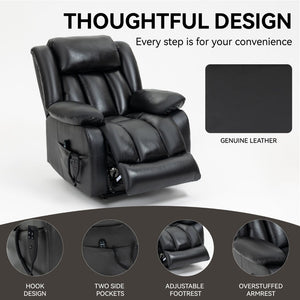 English Elm Dual Motor Power Lift Recliner with Massage Heat and 180 Degree Brown Lounge Chair W1803S00043