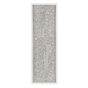 JLA Home Madison Park - Laser Cut Tree Framed Panel Wall Decor by Emily Warne — 12x36 laurel MDF art with whitewashed fir frame, ready-to-hang Grey MP95B-0274