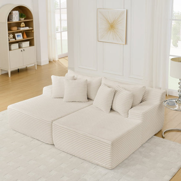 English Elm Two-Seater Velvet Lounge Chair - No Assembly Modern Soft Sofa For Living Rooms & Bedrooms, Beige W487S00349-GIGA