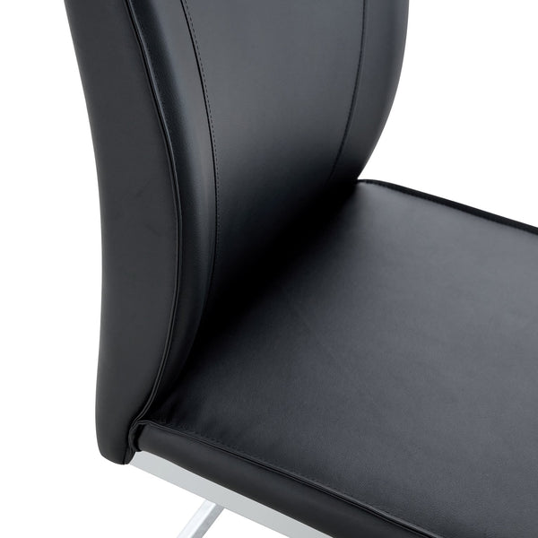 English Elm Luxury Arch Chair Set Of 8 - Stylish Black Pu Upholstered Dining Chairs With Ergonomic Support W1151S03065