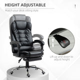 English Elm Homcom High Back Ergonomic Executive Office Chair, Pu Leather Computer Chair With Retractable Footrest, Lumbar Support, Padded Headrest and Armrest, Black