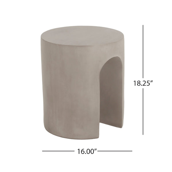 English Elm Outdoor Mgo Concrete Round Side Table with U-shape Base for Patio Lounge Seating N773P369074E