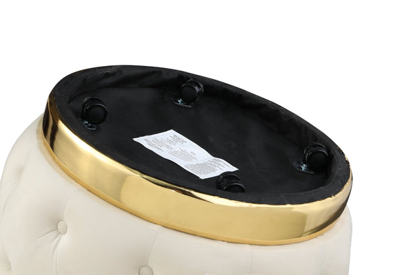 English Elm 360 Degree Swivel Cuddle Barrel Accent Storage Chairs Plush Velvet Round Armchair with Hidden Storage and Luxurious Comfort Beige W1420P198930