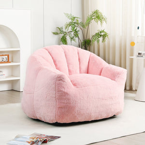 English Elm Bean Bag Chair - Plush Faux-Fur Sofa With Armrests, High-Density Foam For Cozy Living Room Comfort W2200P313809