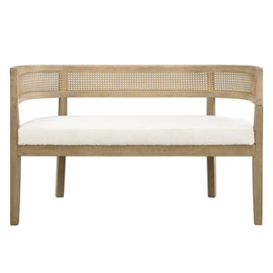 English Elm 47.5" Hand-woven Rattan Loveseat with Open Weave Back and Cushioned Two-seat Comfort Beige,Natural Ash N771P381036A
