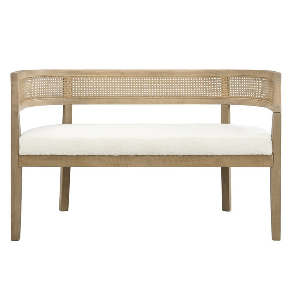 English Elm 47.5" Hand-woven Rattan Loveseat with Open Weave Back and Cushioned Two-seat Comfort Beige,Natural Ash N771P381036A