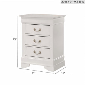 English Elm Charming White Traditional Nightstand with Three Drawers, 29"H x 21"W x 16"D, No Assembly, Bright Finish B078108232