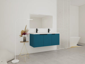 English Elm 48" Modern Wall-Mounted Bathroom Vanity With Resin Double Sink & Soft-Close Doors For Stylish Storage P1 W999S00351-GIGA