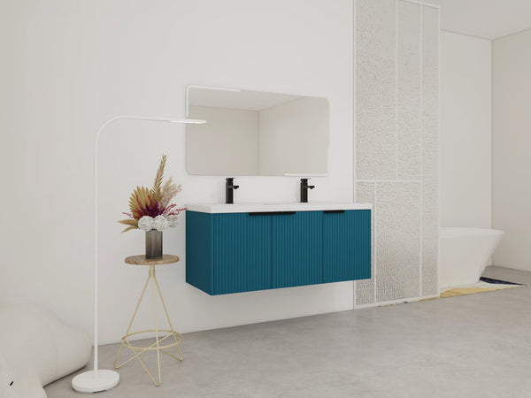 English Elm 48" Modern Wall-Mounted Bathroom Vanity With Resin Double Sink & Soft-Close Doors For Stylish Storage P1 W999S00351-GIGA