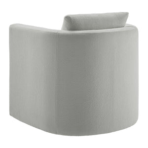 English Elm Sutton Upholstered Linen Swivel Barrel Chair with Pocket Coil Seat, Reversible Cushions & Stain-Resistant Fabric Gray B050P322590