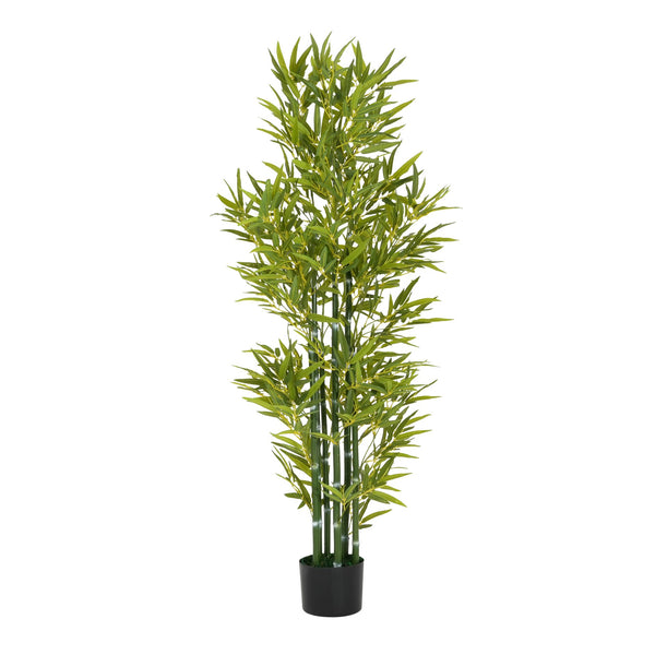 English Elm Christopher Knight Home® - 5' Artificial Bamboo Set of 2 in Black Pots — Lifelike 5' Faux Bamboo, No Assembly, Low-Maintenance Greenery N772P286760G