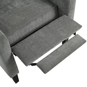 English Elm Manual WingBack Recliner Chair with Foldable Side Table, USB Charging, Solid Wood Frame Comfort Gray W680P236052