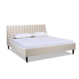 Aspen King Bed Set in Light Beige Linen with Tufted Headboard & Platform Design - Premium Quality